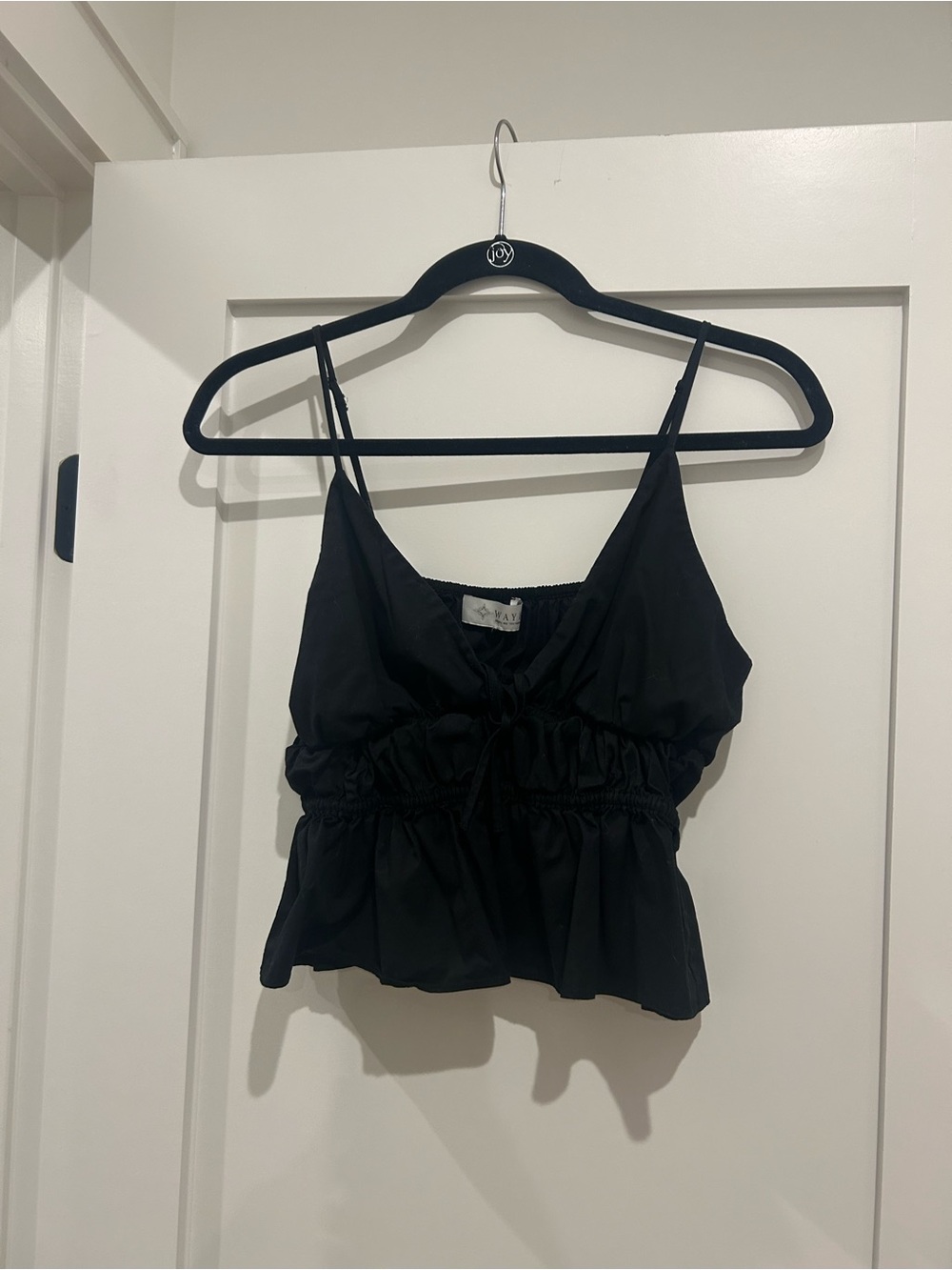 Black Smocked Peplum Cami Top - Women
